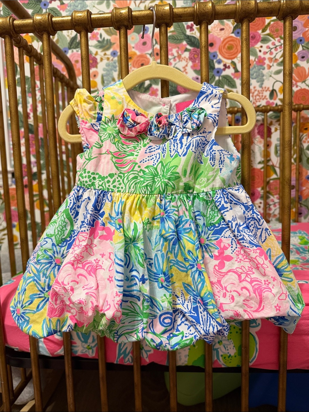 Lilly Pulitzer Bright Floral Bubble Dress in Pink, Blue, Green & Yellow